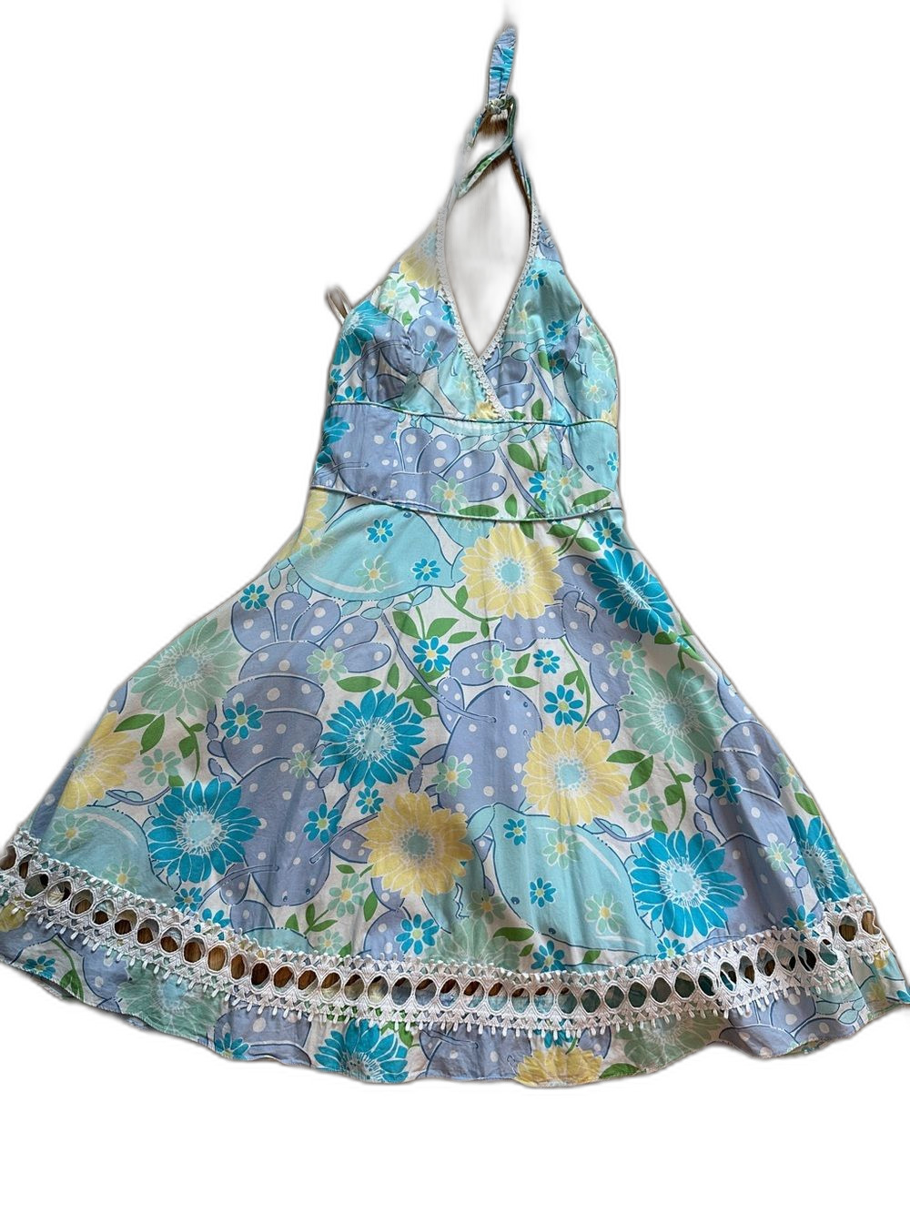 Lilly Pulitzer vintage Floral Halter Sundress in Blue & Yellow size 10